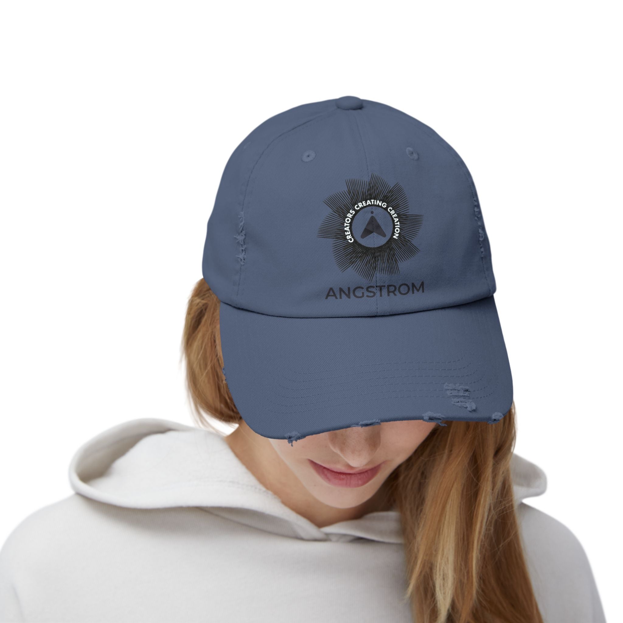Unisex Distressed Cap - Sunburst 'Creating Joy' Casual Hat - Angstrom