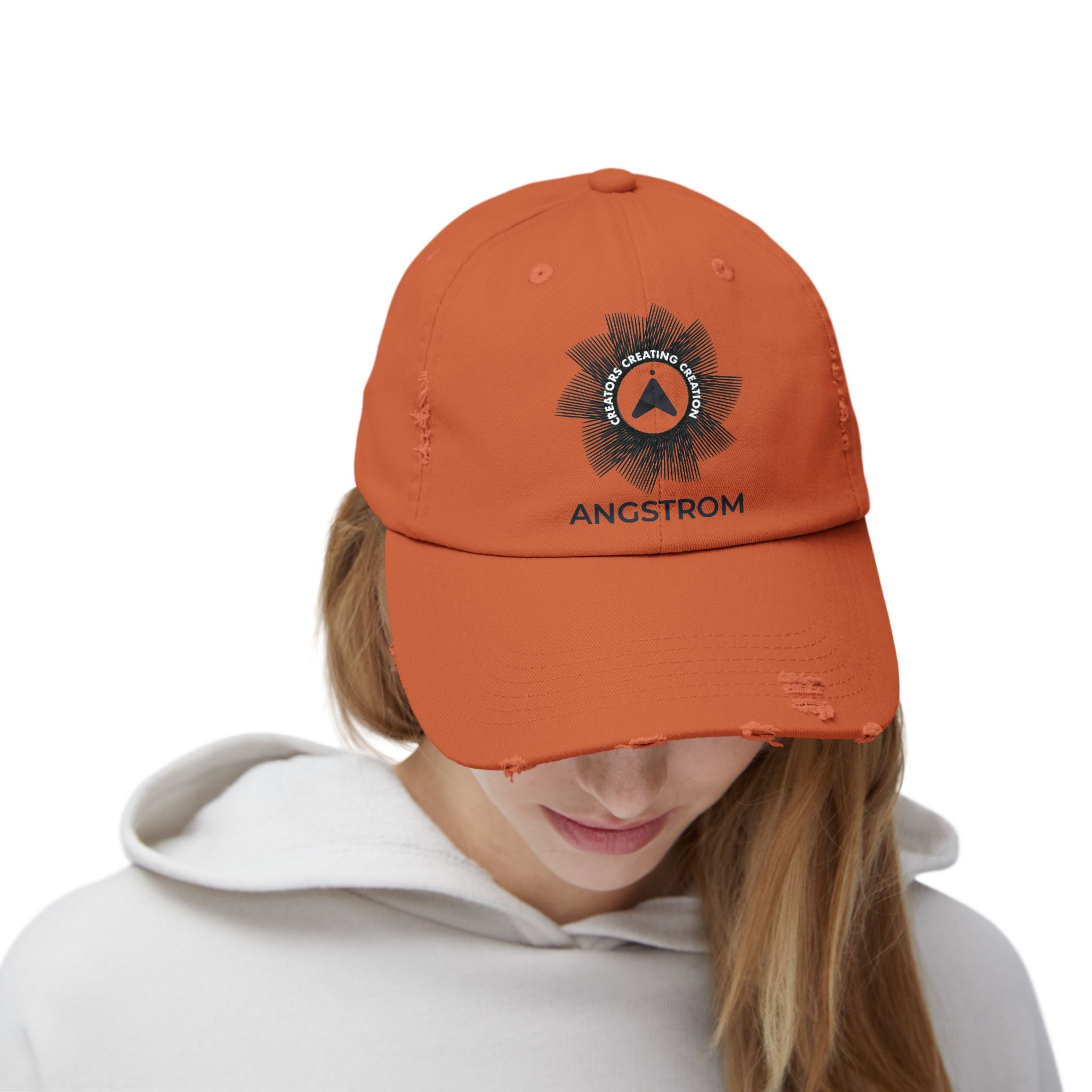 Unisex Distressed Cap - Sunburst 'Creating Joy' Casual Hat - Angstrom
