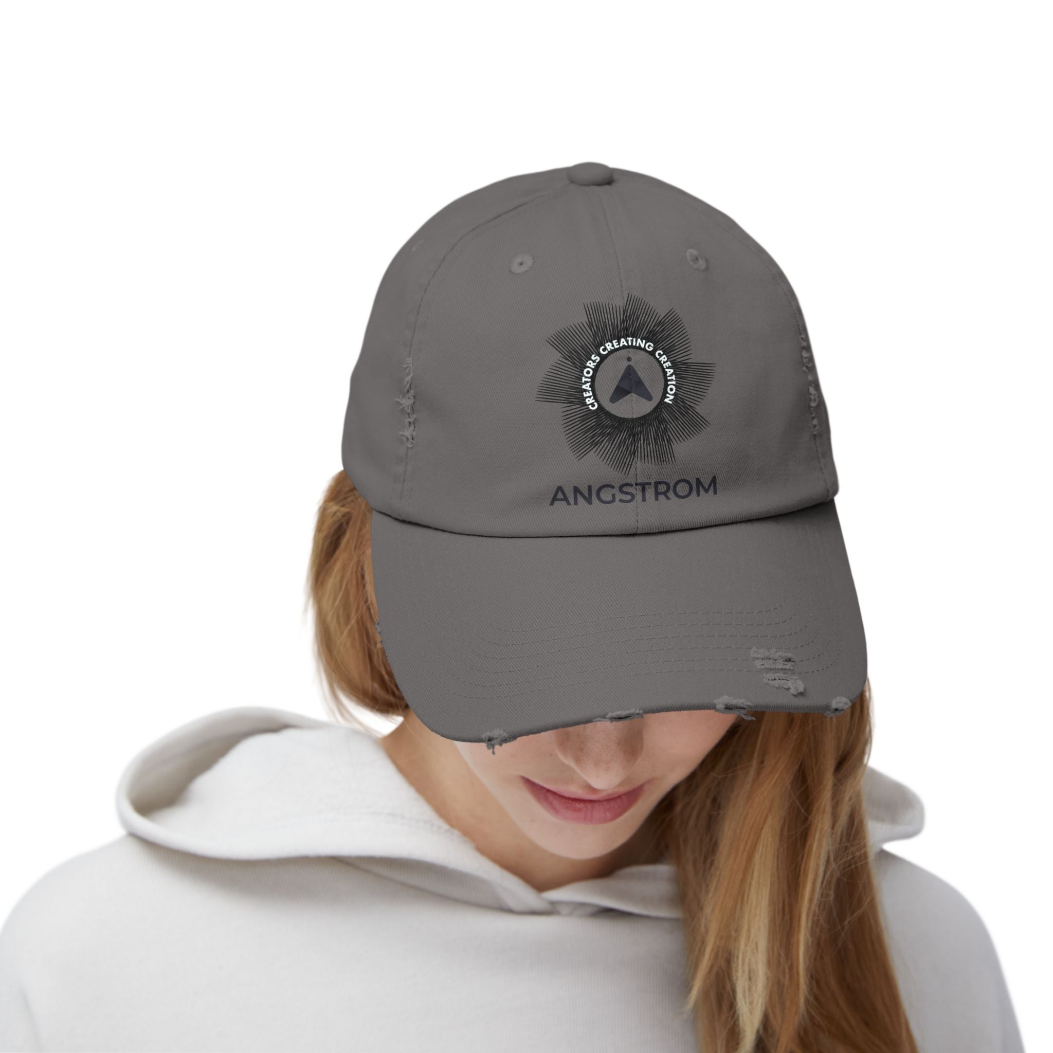 Unisex Distressed Cap - Sunburst 'Creating Joy' Casual Hat - Angstrom