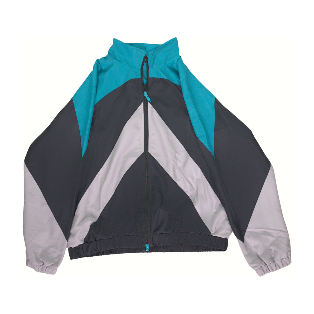 Black track jacket, front view