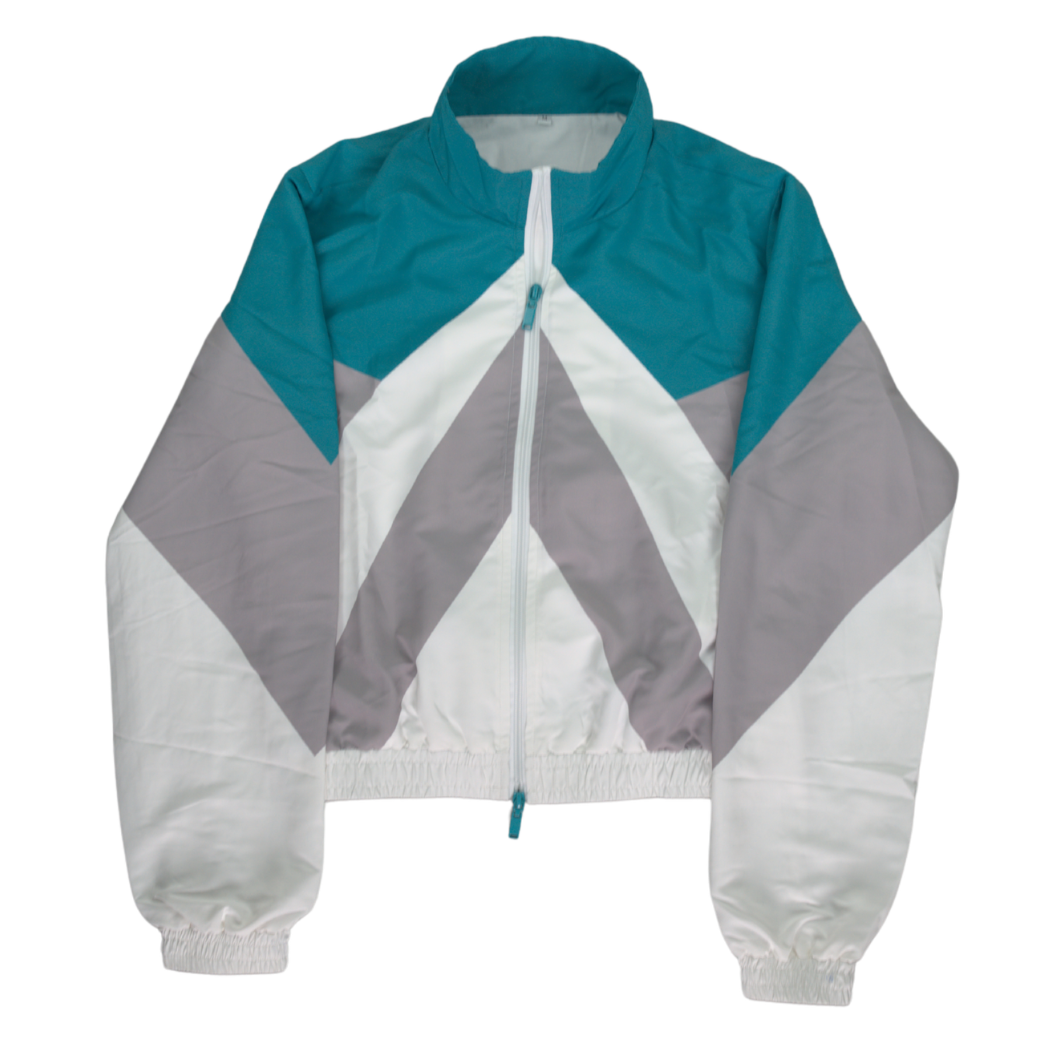 White track jacket, front view