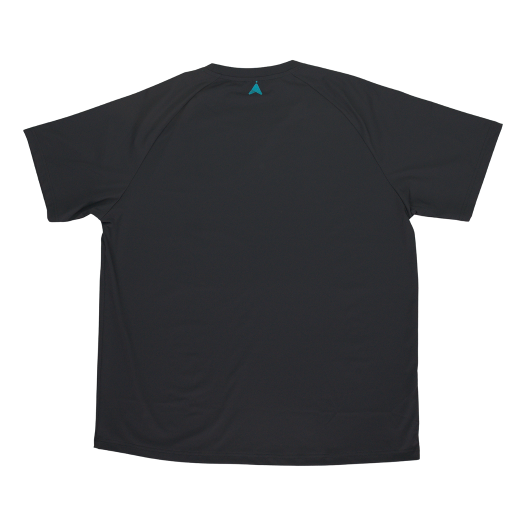 Black athletic t-shirt, back view