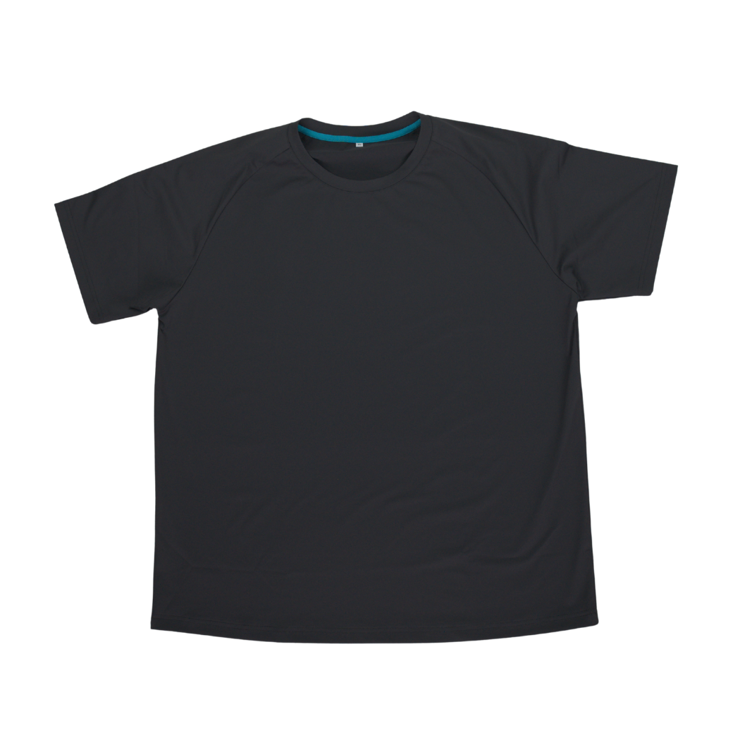 Black athletic t-shirt, front view