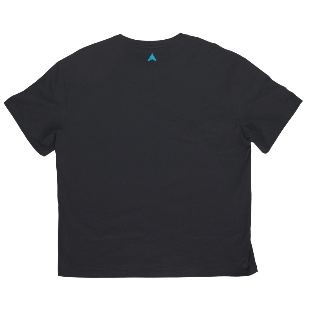 Black cotton t-shirt, back view
