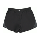 Black track shorts, back view